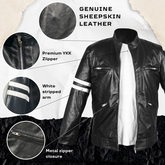 Dirk Gently's Sheepskin Leather Jacket Black for Men