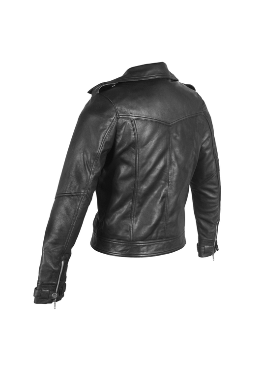 Biker Lambskin Leather Jacket in Black for Women