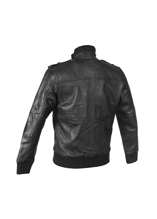 Turtleneck lambskin Leather Jacket in Black for Men