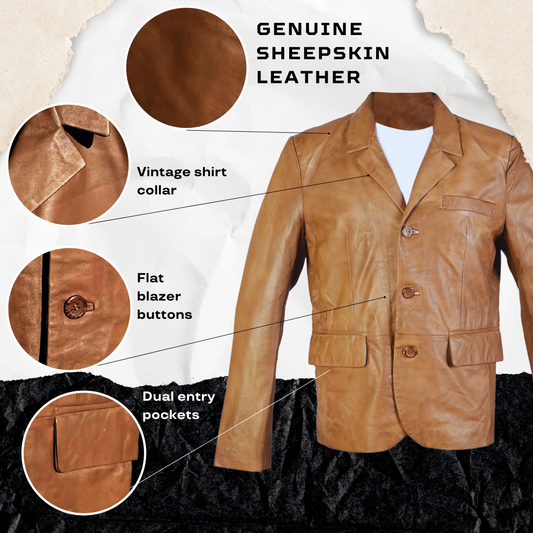 Men's Brown Sheepskin Leather Blazer