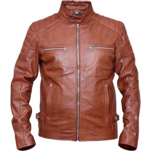 Men Cafe Racer Leather Brown Jacket