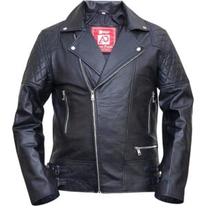 Men Cross Zip Brando Leather Jacket