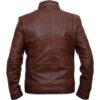 Men Cafe Racer Sheepskin Leather Brown Jacket - Image 3