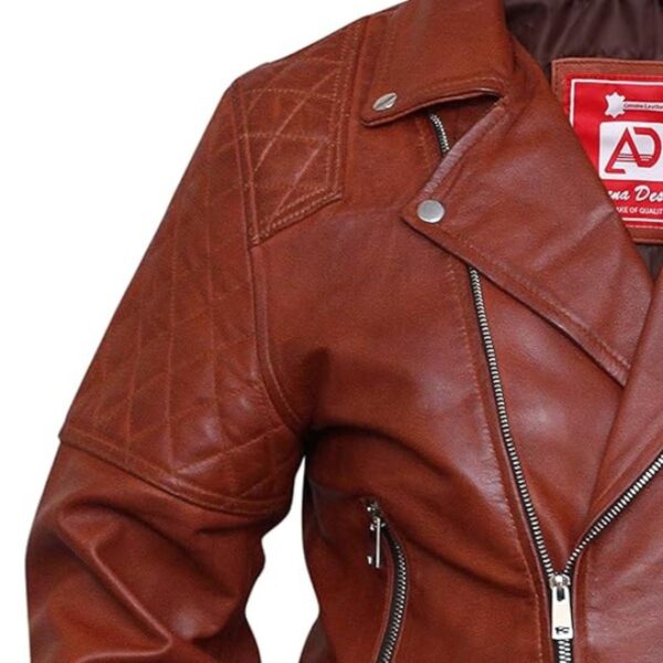 Men Brown Lambskin Leather Jacket - Image 5