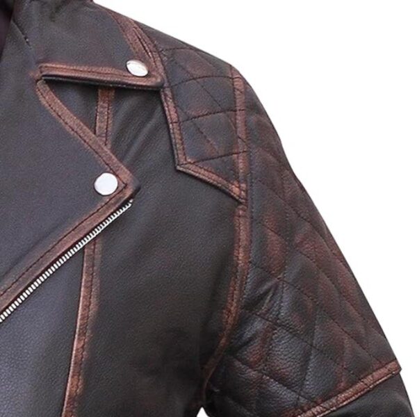 Men Vintage Classic Biker Style Leather Jacket - Image 6