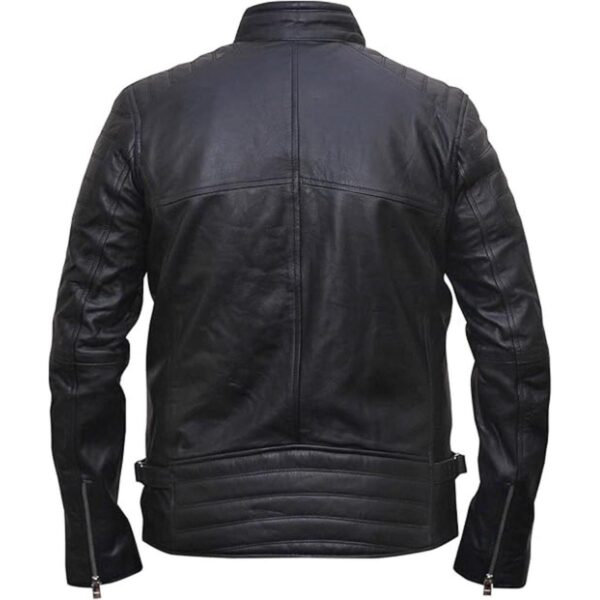 Men Cafe Racer Leather Black Jacket Design - Image 6