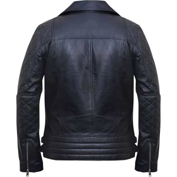 Men Cross Zip Brando Leather Jacket - Image 7