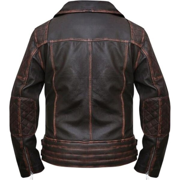 Men Vintage Classic Biker Style Leather Jacket - Image 7