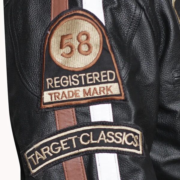 Men American Classic Urban Motors Black Sheepskin Leather Jacket - Image 2