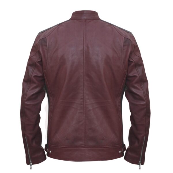 Men Maroon Limited edition Leather Jacket - Image 5