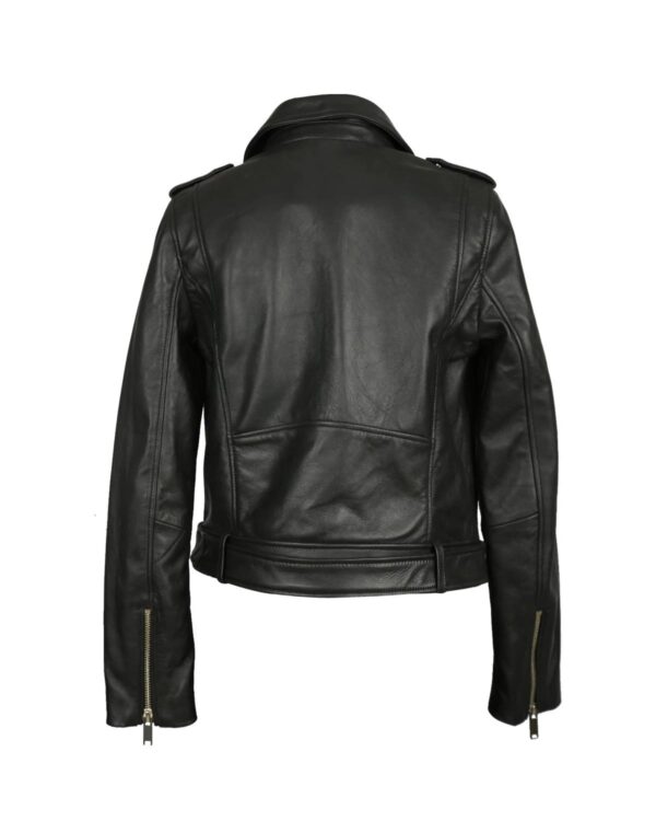 Aria Belted Biker Leather Jacket - Image 2