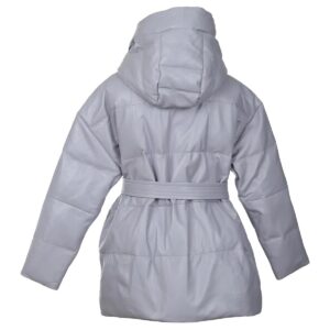 Aurora Belted Leather Puffer Long Coat