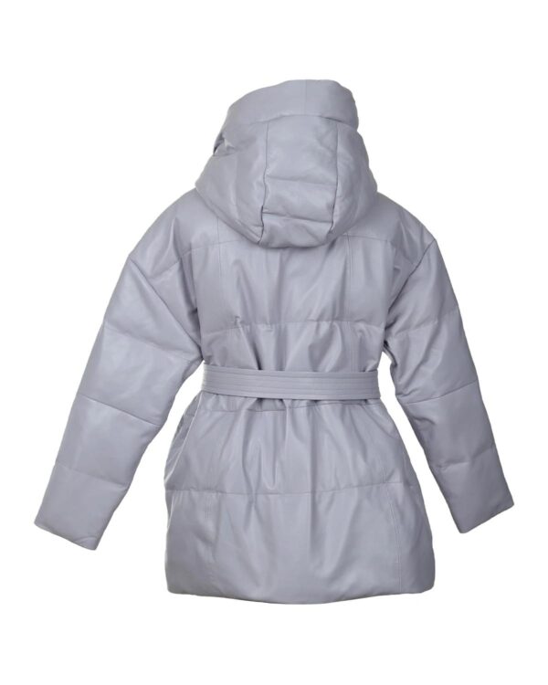 Aurora Belted Leather Puffer Long Coat - Image 2