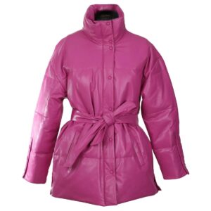 Ava Short Puffer Leather Coat