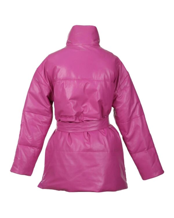 Ava Short Puffer Leather Coat - Image 3