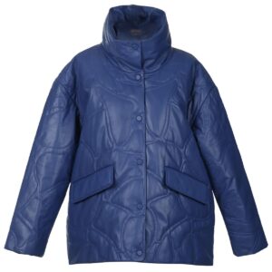 Women Quilted Sheepskin Leather Jacket in Blue