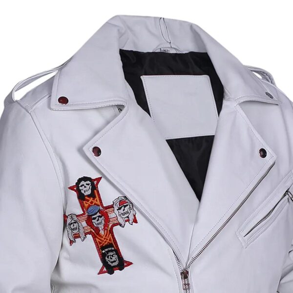 Guns N Roses White Motorcycle Leather Jacket - Image 2