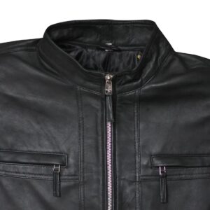Premium Real Black Motorcycle Leather Vest For Men