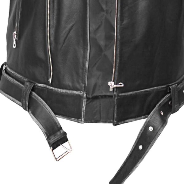 Men Asymmetrical Zipper Biker Leather Jacket - Image 3