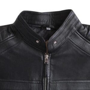 Men Cafe Racer Black Classic Biker Leather Jacket