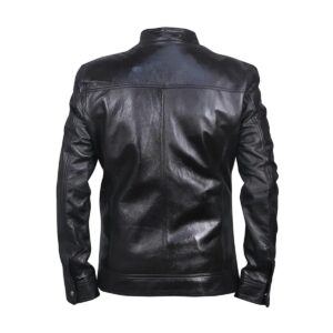 Men Biker Black Leather Jacket