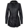 Black Parka Detachable Hood Trench Coat - Image 2