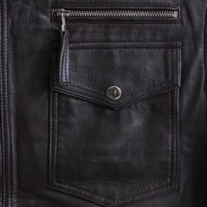 Black Biker Sheepskin Leather Jacket For Men