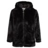Black Teddy Faux Fur Coat with Hood - Image 2
