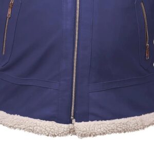 Men Shearling Collar Blue Aviator Leather Jacket