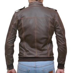Men Brown Biker Sheepskin Leather Jacket