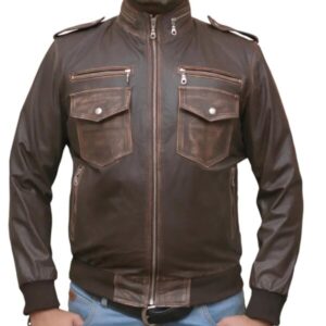 Men Brown Biker Sheepskin Leather Jacket