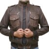 Men Brown Biker Sheepskin Leather Jacket - Image 4