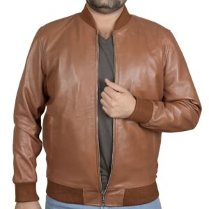 Men Bomber Biker Style Slim Fitted Leather Jacket