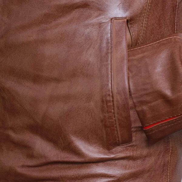 Cafe Racer Brown Biker Leather Jacket For Men - Image 2