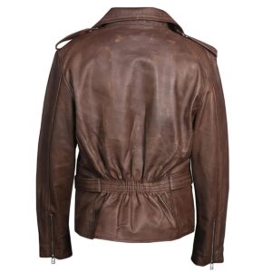 Men Biker Brown Genuine Leather Jacket