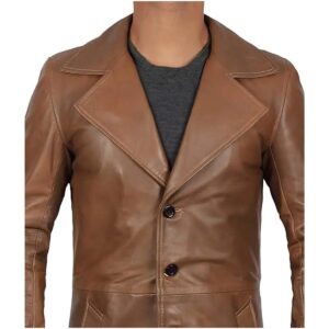 Vintage Wide Lapel Leather Trench Coat