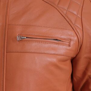 Vintage Brown Diamond Design Biker Leather Jacket