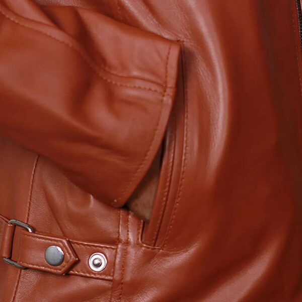 Cafe Racer Brown Retro Style Biker Leather Jacket - Image 2