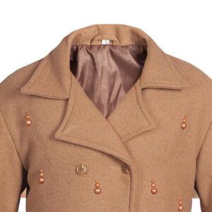 Women’s Brown Embellished Wool Trench Coat