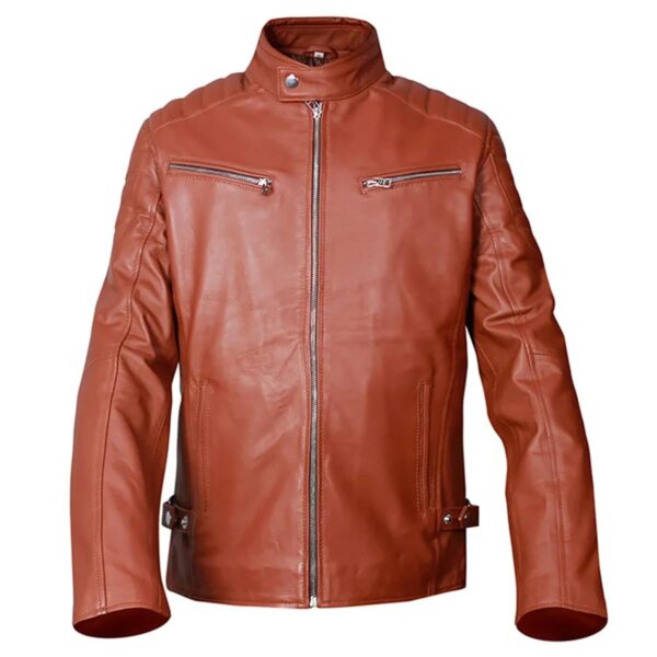 Cafe Racer Brown Retro Style Biker Leather Jacket