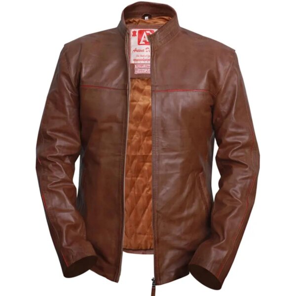 Cafe Racer Brown Biker Leather Jacket For Men