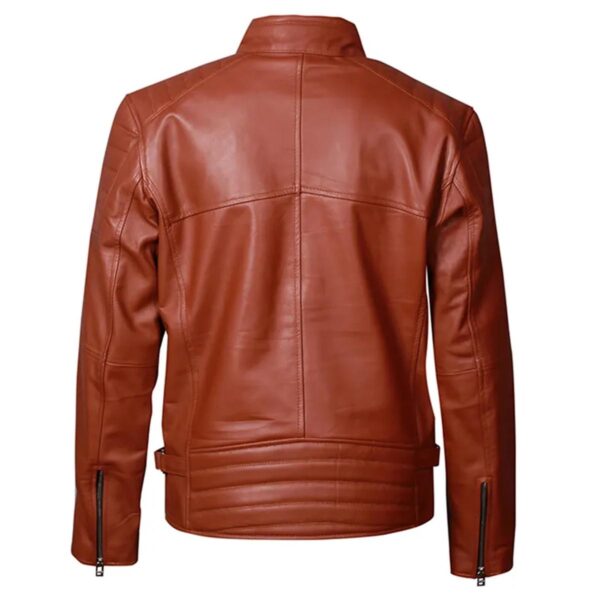 Cafe Racer Brown Retro Style Biker Leather Jacket - Image 4