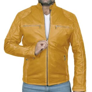 Classic Biker Café Racer Leather Jacket For Men