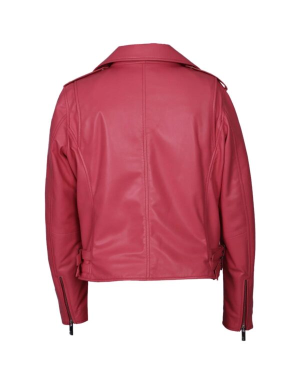 Carol Tapered-Fit Biker Sheepskin Leather Jacket - Image 2