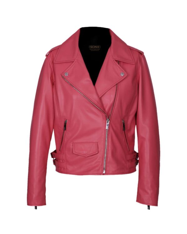 Carol Tapered-Fit Biker Sheepskin Leather Jacket