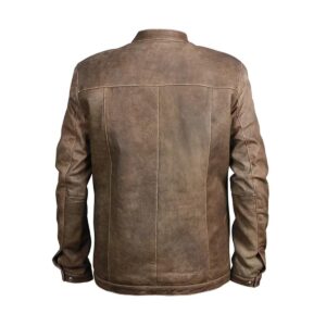Men Distressed Khaki Motorcycle Leather Jacket