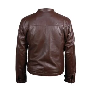 Men Chocolate Brown Biker Leather Jacket
