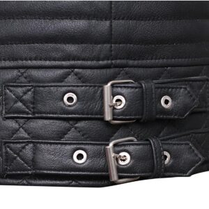 Men Black Diamond Design Motorcycle Leather Jacket