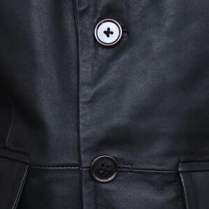 Men Two Buttons Black Leather Blazer