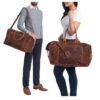 Vintage Brown Leather Luggage Bag - Image 4